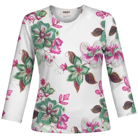 Graphic Cotton Round Neck Binding 3/4 Sleeve Tee
