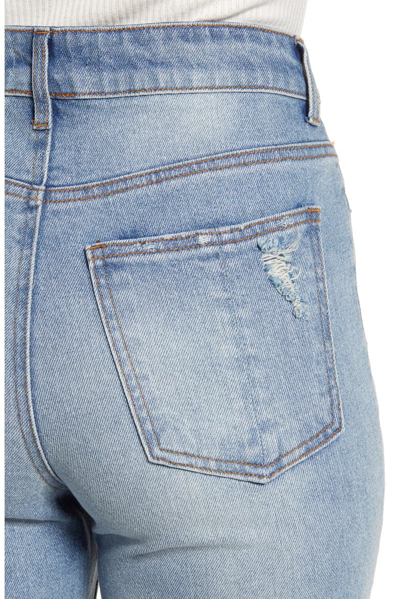 Ripped High Waist Mom Jeans, Alternate, color, LIGHT WASH