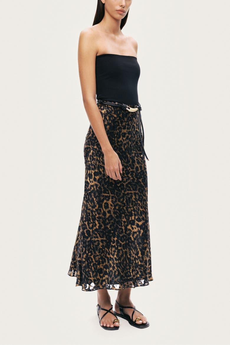 Printed Leopard Midi Skirt, Alternate, color, Multi-Colored