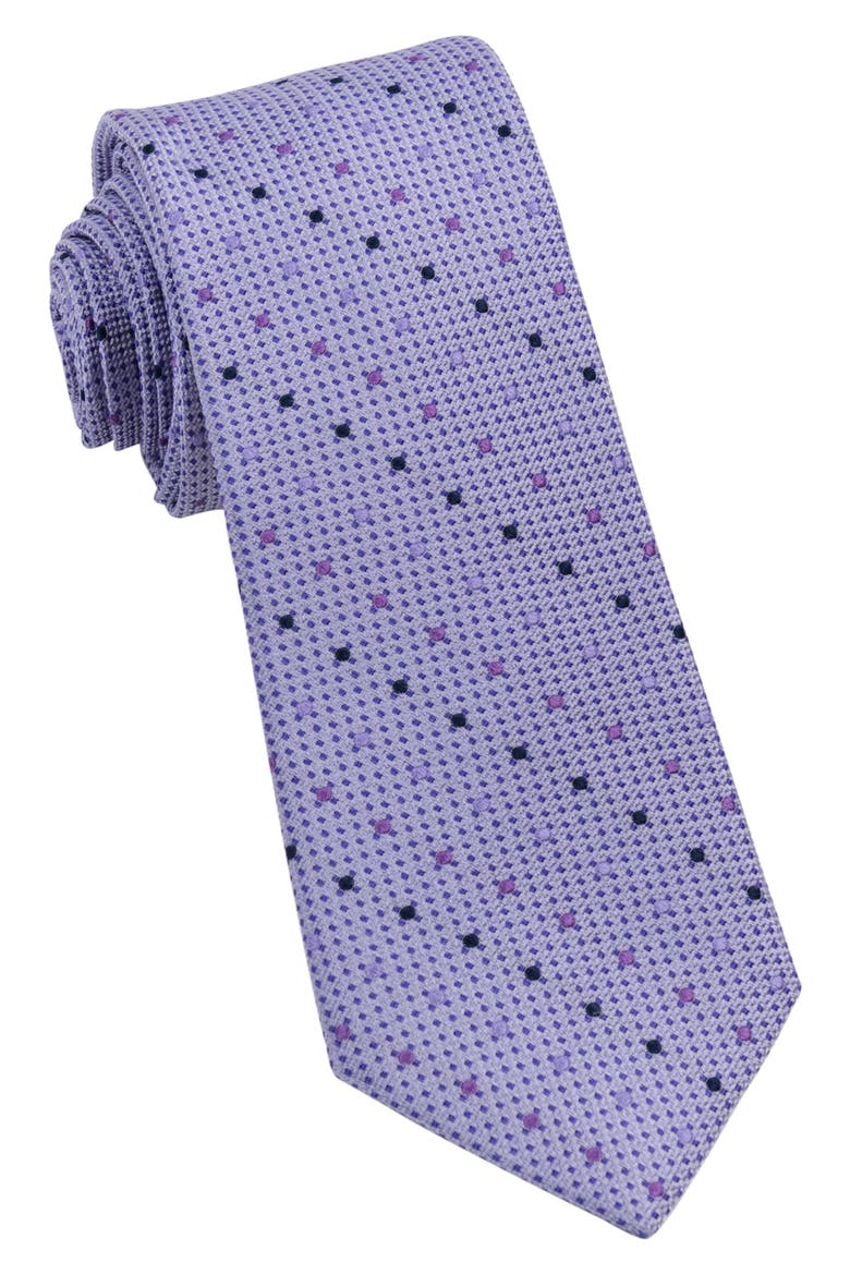 Multi Dot Silk Tie, Main, color, LILAC