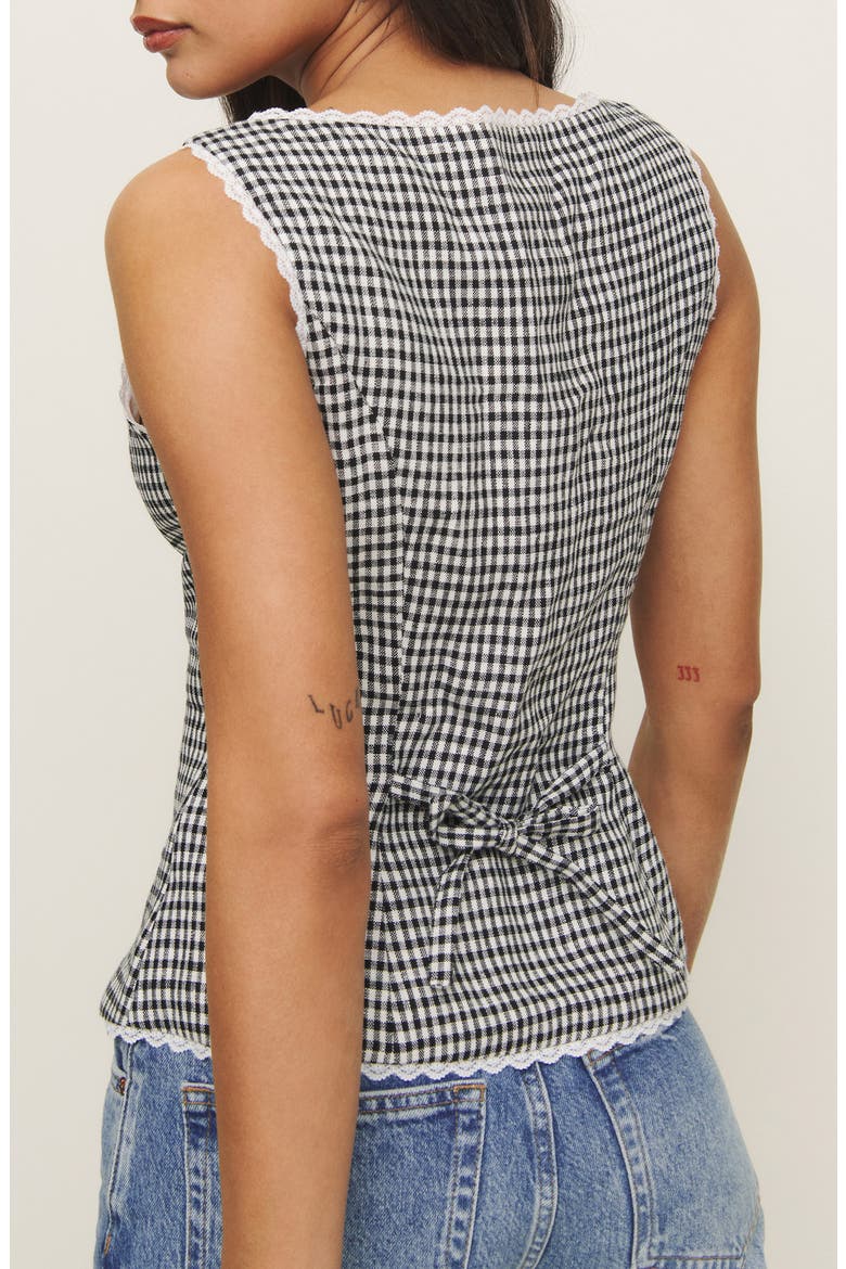 Amela Linen Button-Up Top, Alternate, color, REMY CHECK