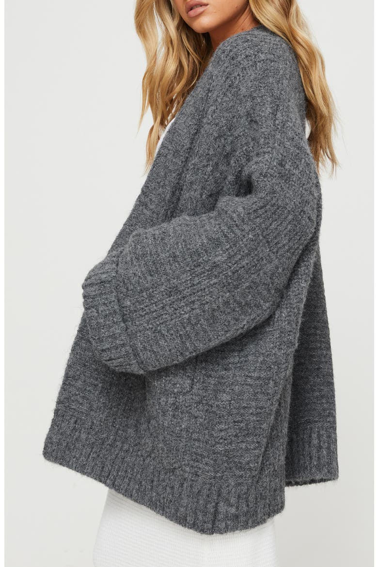 Paisleigh Cable Knit Cardigan, Alternate, color, CHARCOAL