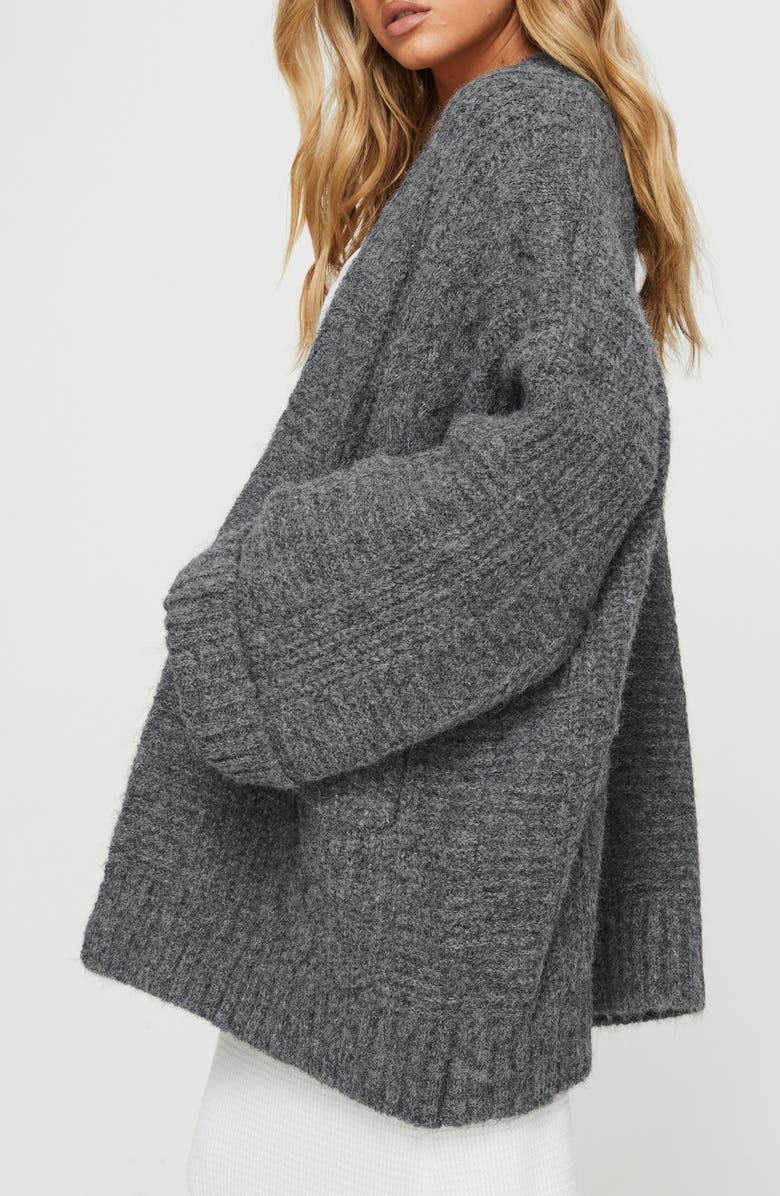 Princess Polly Paisleigh Cable Knit Cardigan, Alternate, color, Charcoal