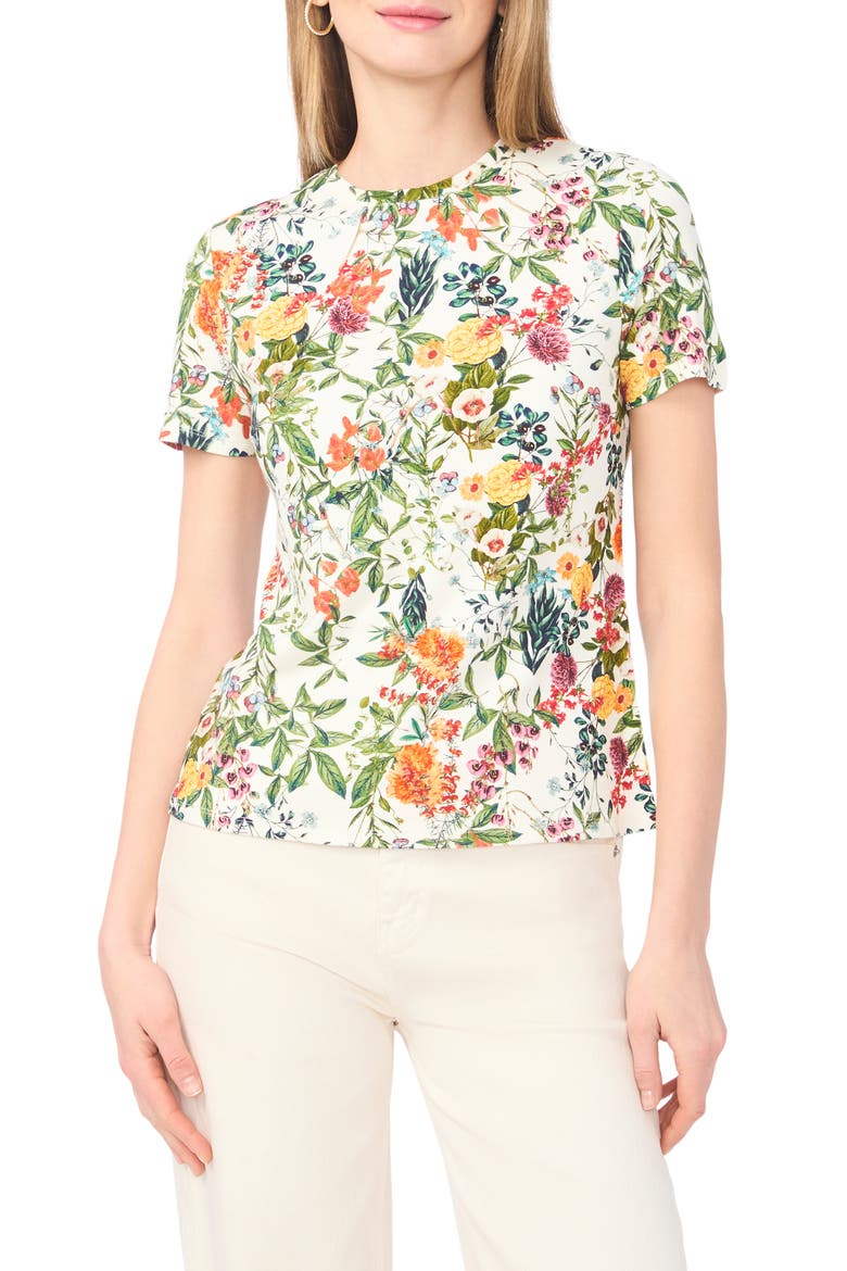 Floral Print T-Shirt, Main, color, NEW IVORY