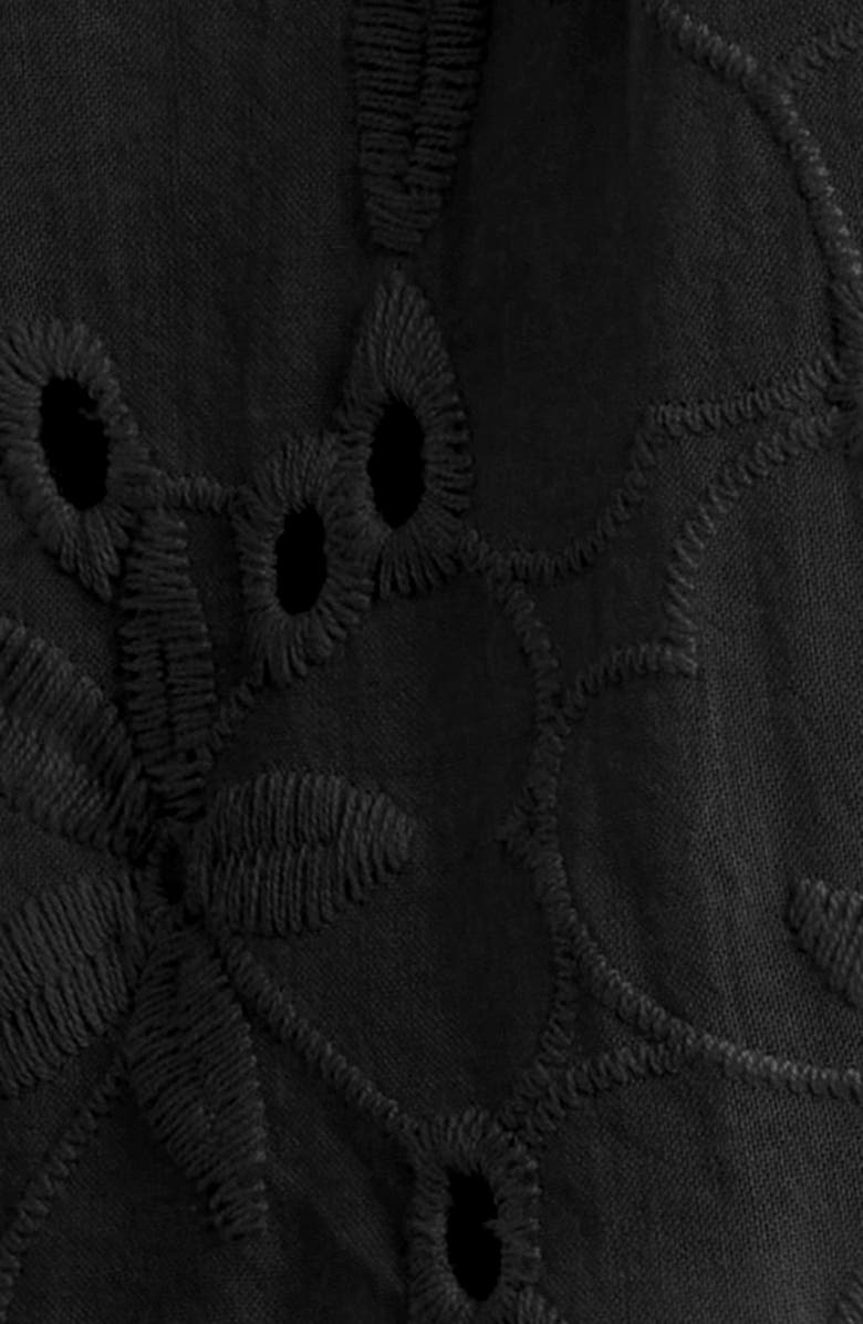 Anne Klein Embroidered Eyelet Cotton Ruffle Dress, Alternate, color, Anne Black