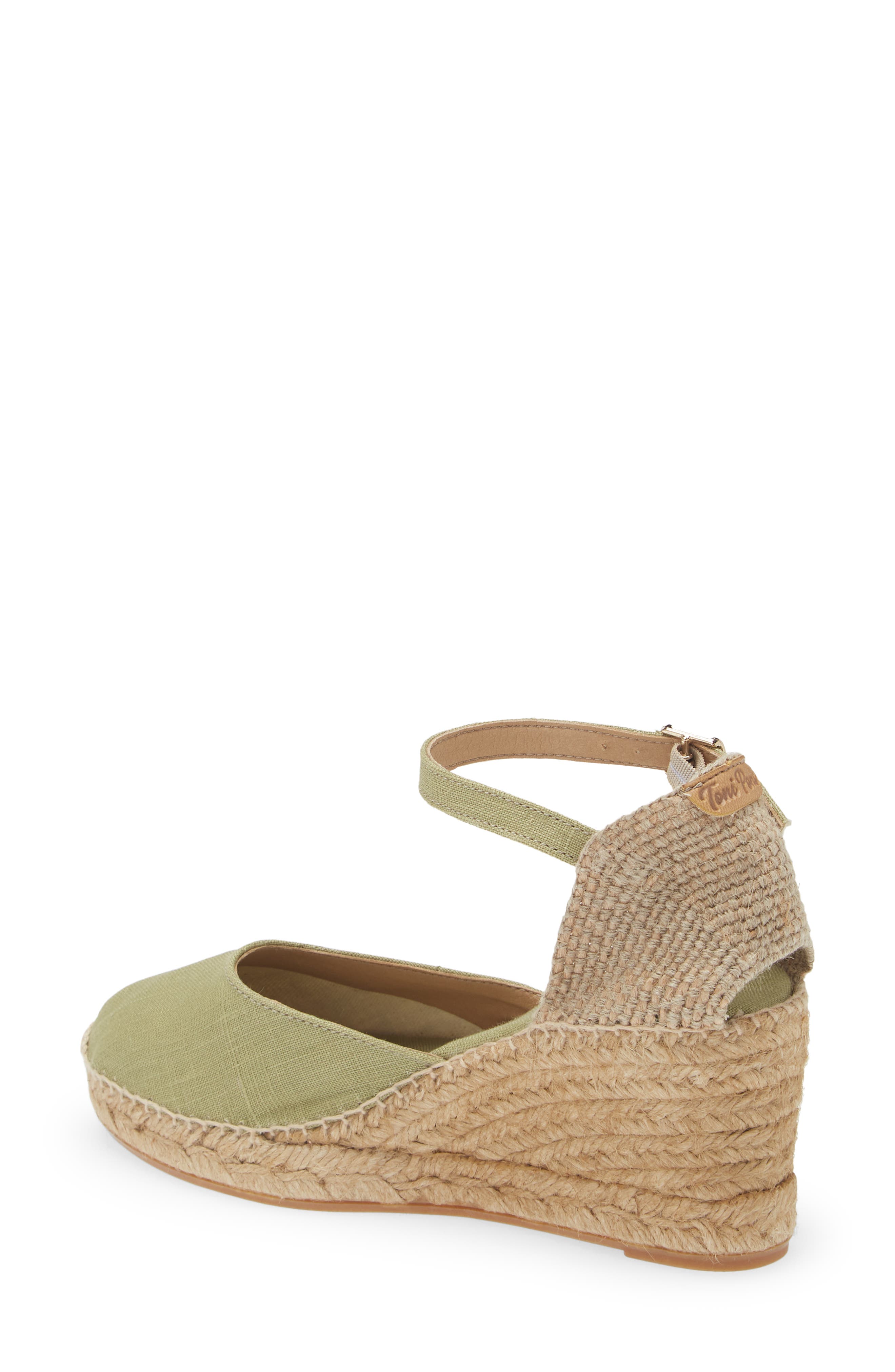 'Caldes' Linen Wedge Sandal, Alternate, color, OLIVA/ OLIVE