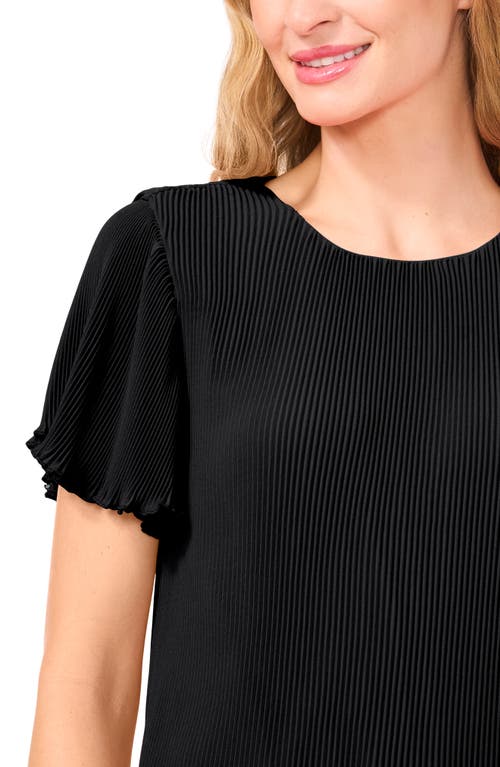 Cece Women's Pleated Round-neck Short-sleeve Top In Black
