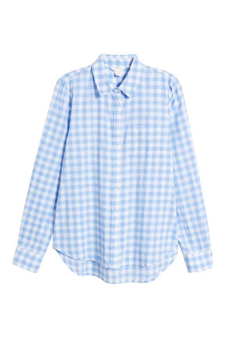 Gingham Cotton Voile Button-Up Shirt, Alternate, color, BLUE CORNFLOWER RAY GINGHAM