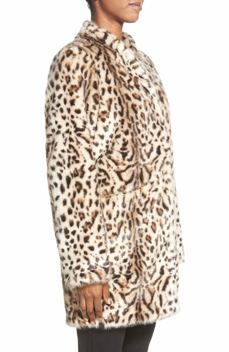 Via Spiga Cheetah Print Faux Fur Coat, Alternate, color, 