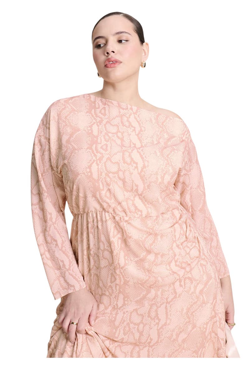 One Shoulder Asym Dress, Alternate, color, SNAKESKIN SHEER