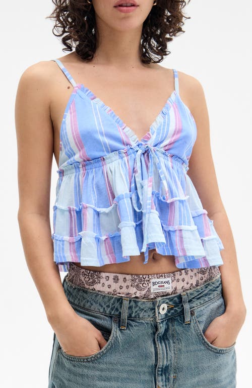 Bdg Urban Outfitters Frill Babydoll Crop Camisole In Blue Stripe