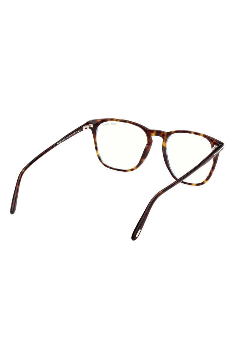 TOM FORD 52mm Round Blue Light Blocking Optical Glasses, Alternate, color, Havana Eco / T Logo