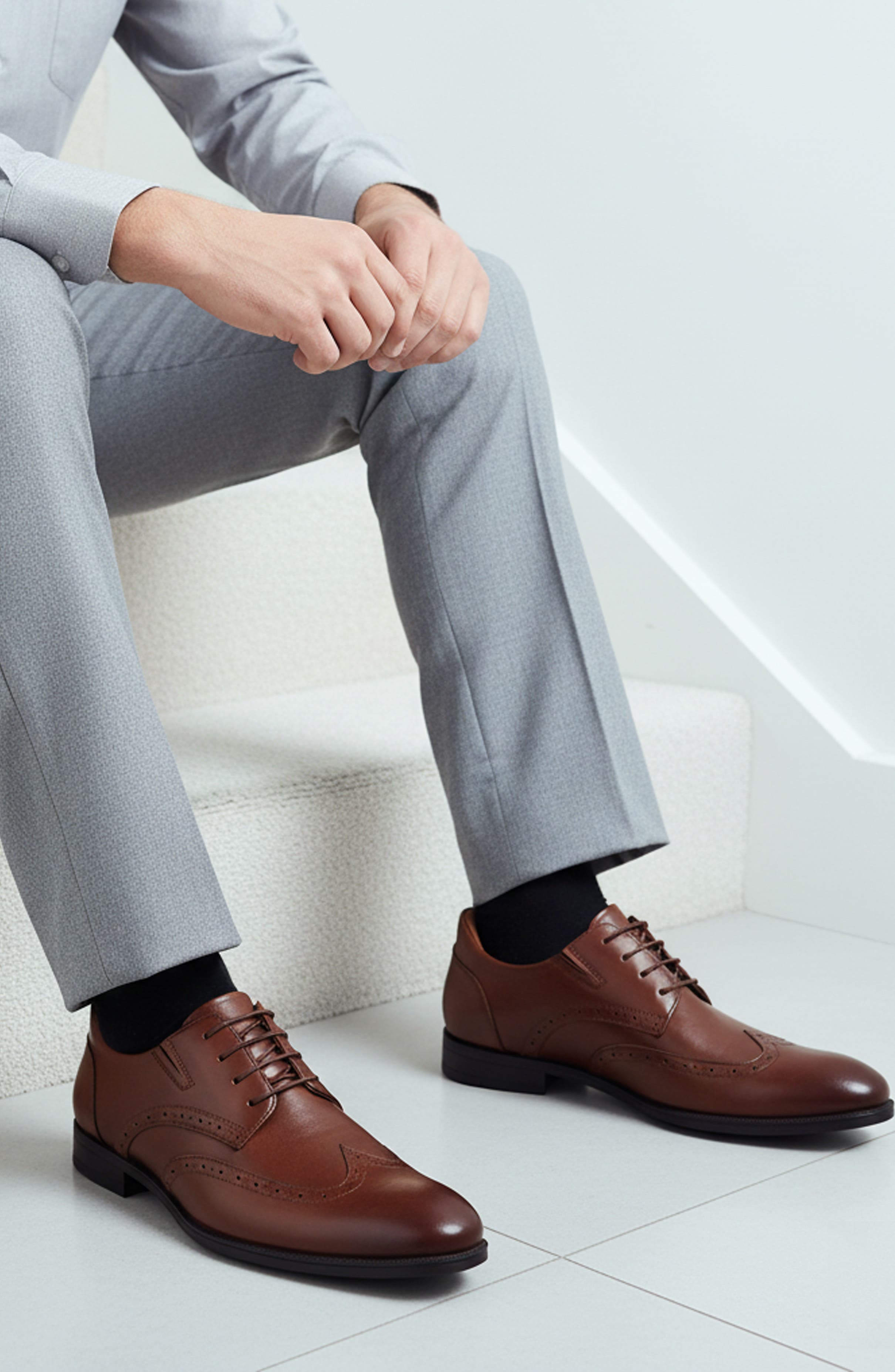 Howard Street Wingtip Dress Oxford, Alternate, color, COGNAC