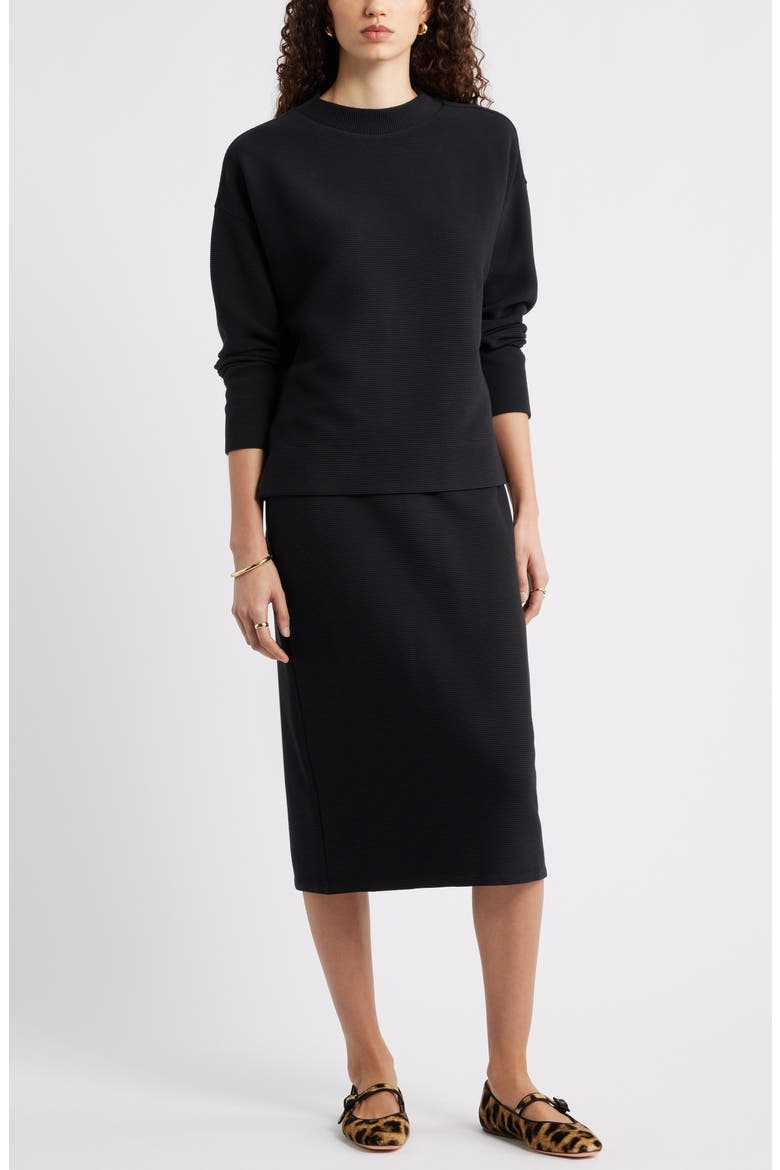 Ottoman Knit Mock Neck Sweatshirt, Alternate, color, BLACK
