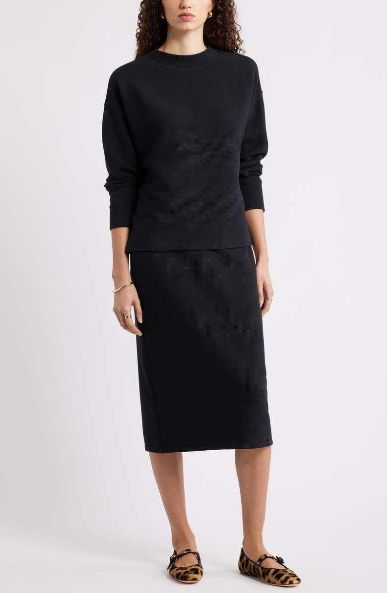 Caslon<sup>®</sup> Ottoman Knit Mock Neck Sweatshirt, Alternate, color, Black