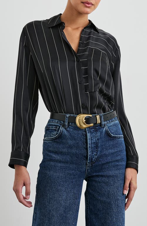 Rails Spencer Stripe Silk Shirt In Ink Stripe