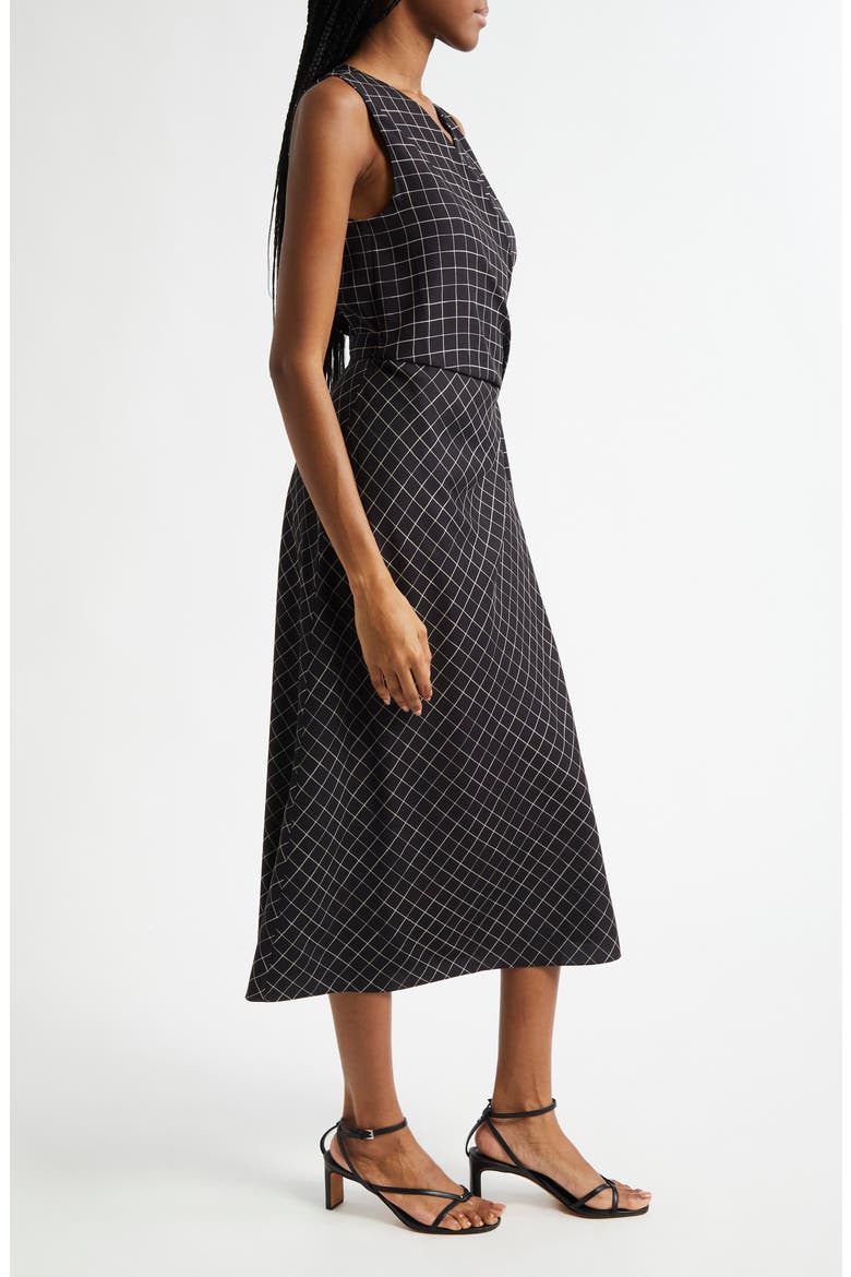 Trellis Plaid Sleeveless Midi Wrap Dress, Alternate, color, BLACK/ CREAM