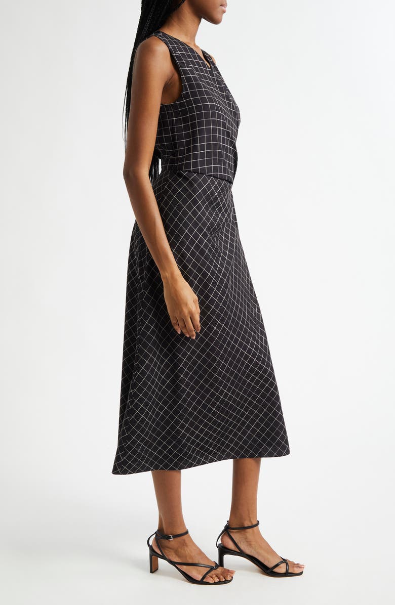 Vince Trellis Plaid Sleeveless Midi Wrap Dress, Alternate, color, 