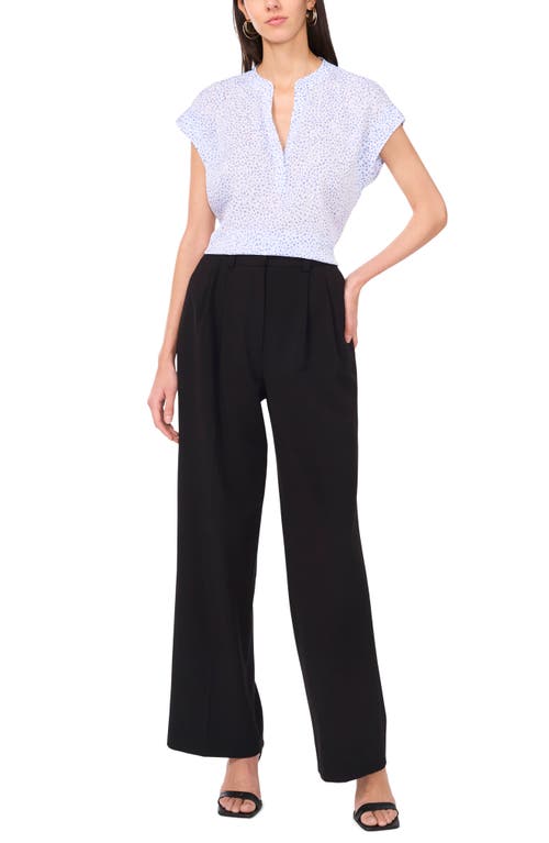Vince Camuto Dot Print Split Neck Top In Lake Breeze