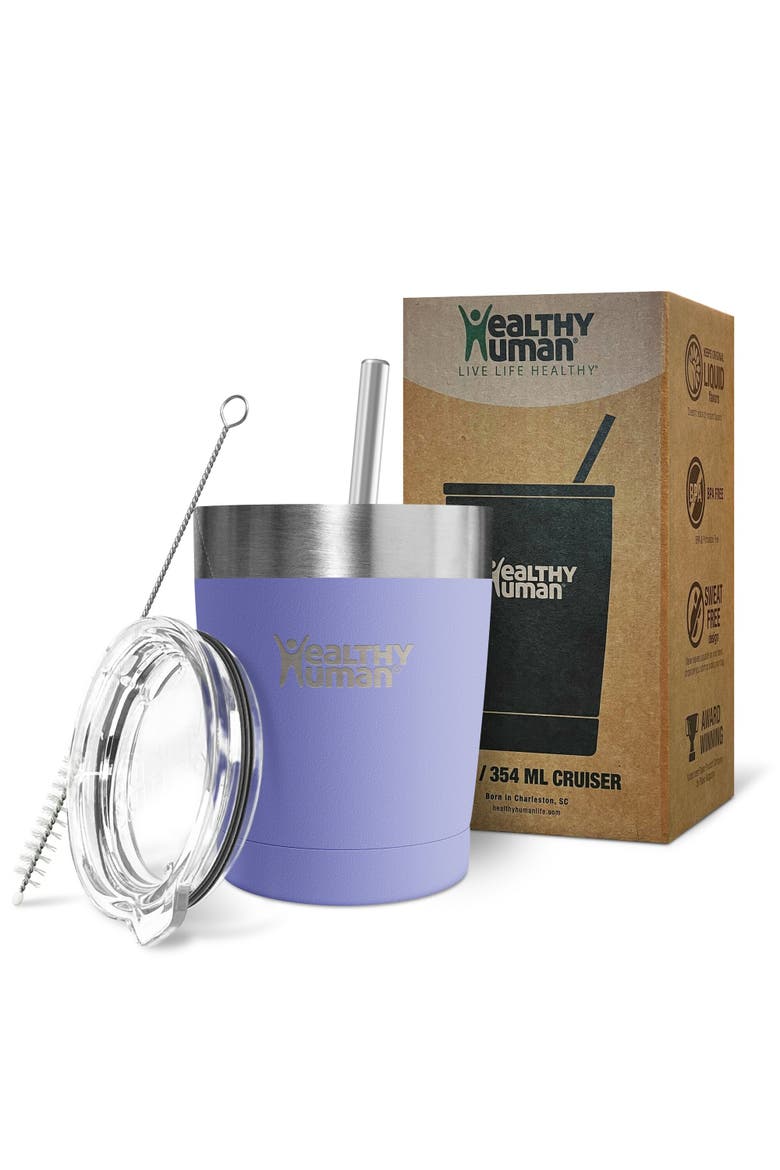 Stainless Steel Tumbler with Straw, 12 oz Lilac, Alternate, color, Purple