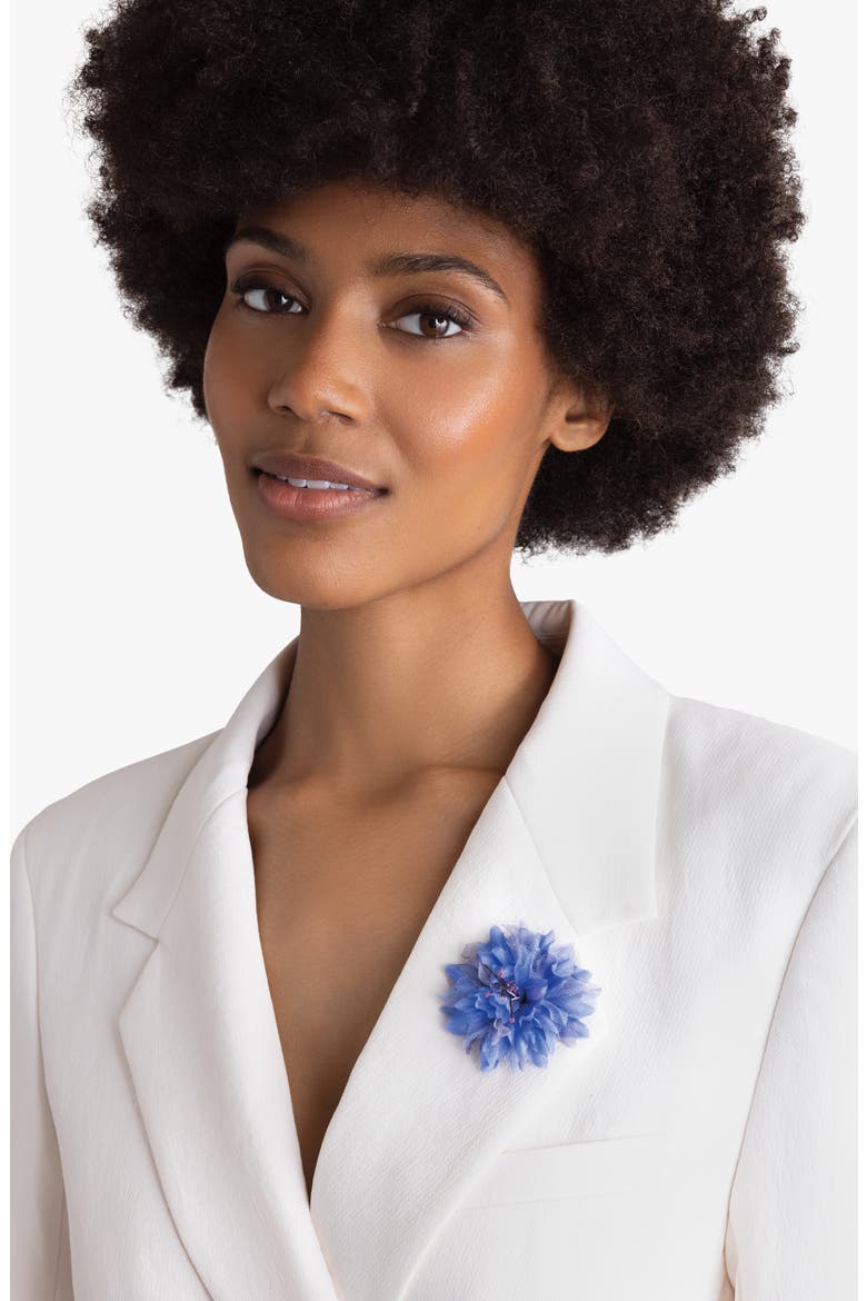 The Blue Cornflower Floral Brooch, Alternate, color, Blue