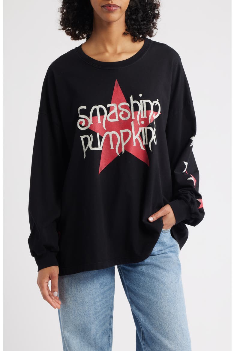Smashing Pumpkins Big Star Long Sleeve Cotton Graphic T-Shirt, Main, color, HOUSE BLACK