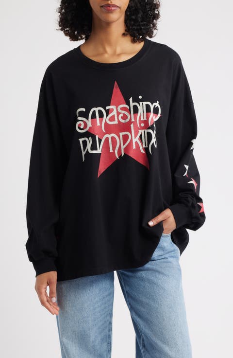 Smashing Pumpkins Big Star Long Sleeve Cotton Graphic T-Shirt