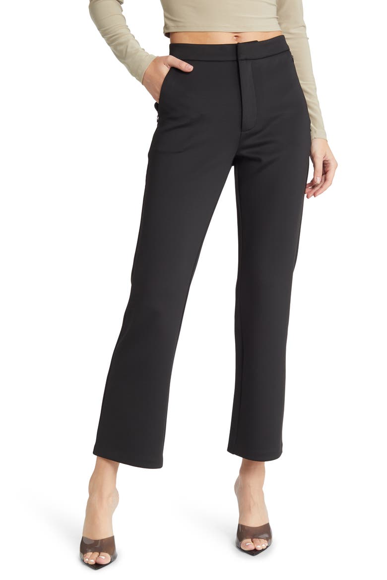 Sculpting Cropped Straight Trousers, Main, color, BLACK001
