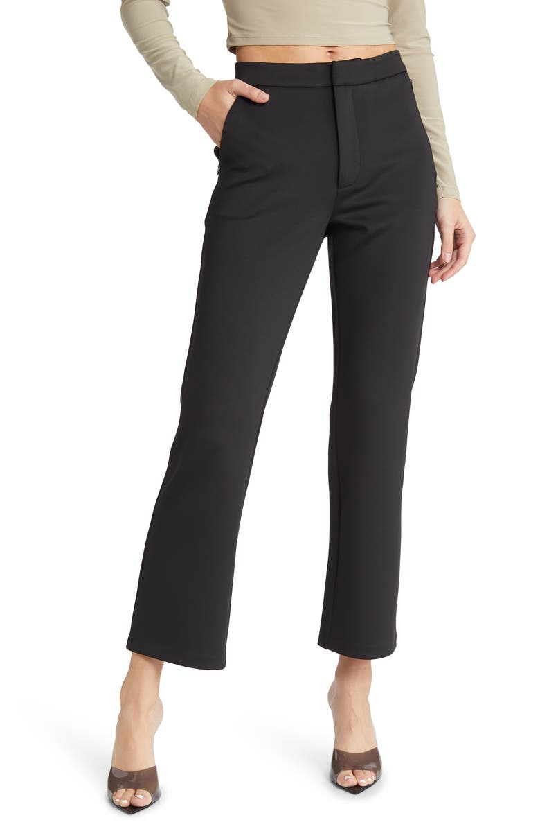 Good American Sculpting Cropped Straight Trousers, Main, color, Black001