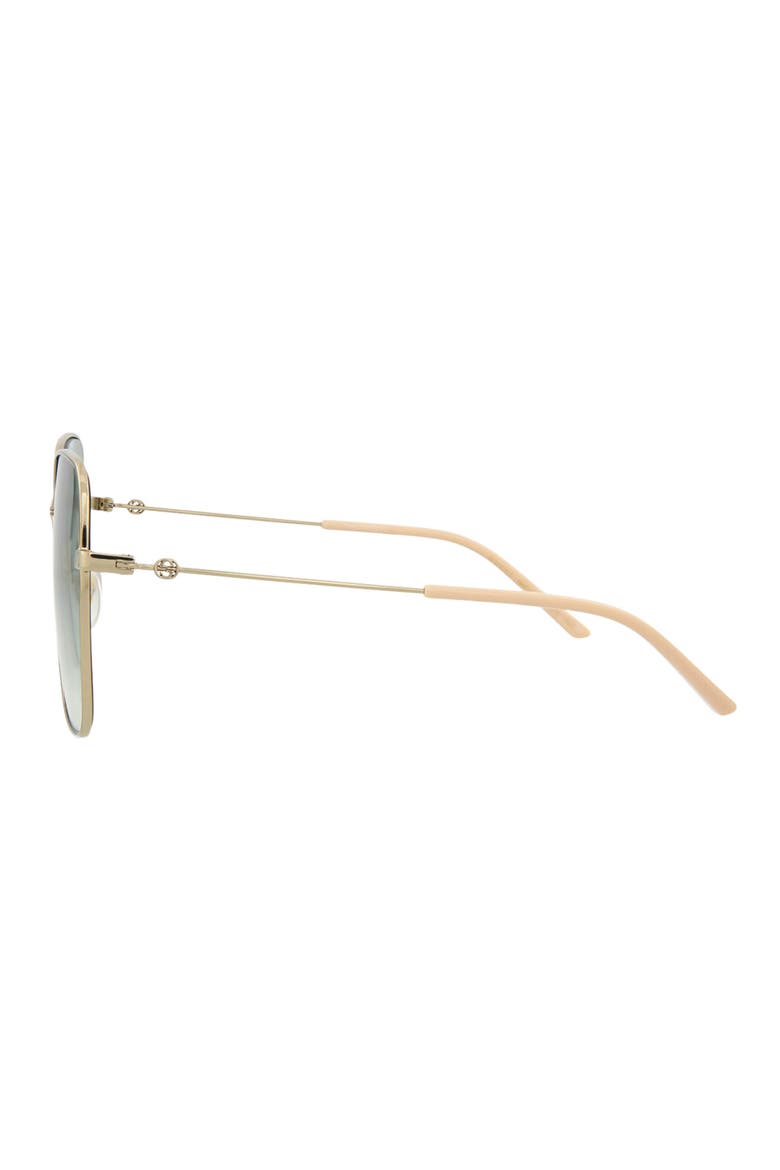 60mm Oversize Rectangle Sunglasses, Alternate, color, GOLD GOLD GREEN