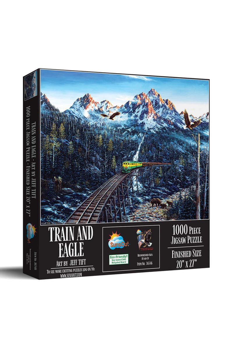 Sunsout Train and Eagle 1000 piece Jigsaw Puzzle for Adults, Main, color, Multicolor