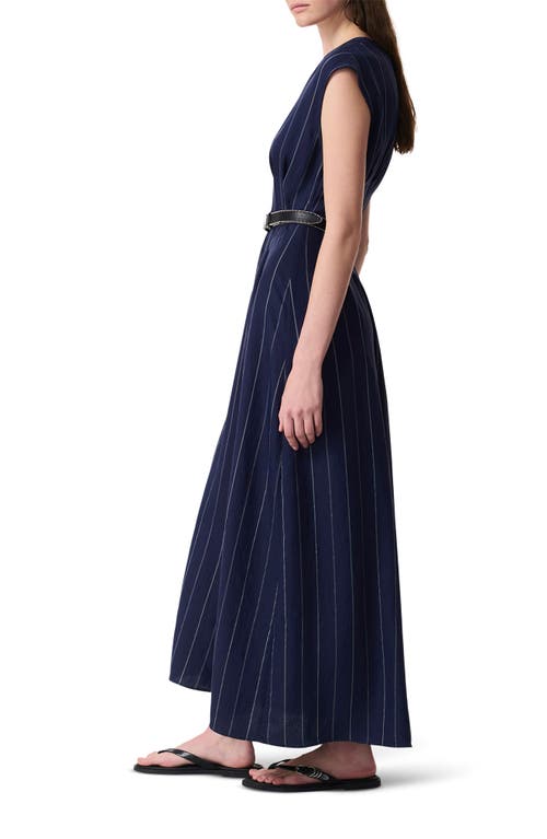 Rag & Bone Ines Pinstripe A-line Maxi Dress In Deep Navy Stripe
