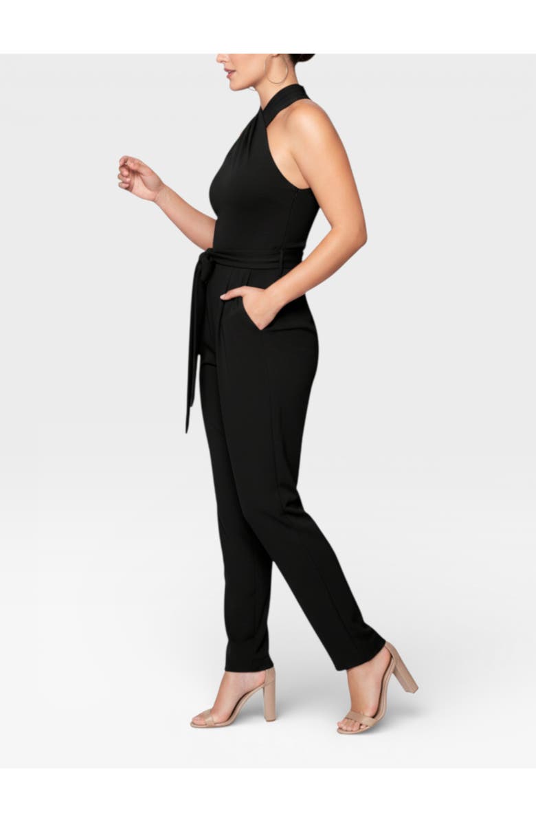 RACHEL Rachel Roy Harland Crossover Halter Jumpsuit, Alternate, color, Black