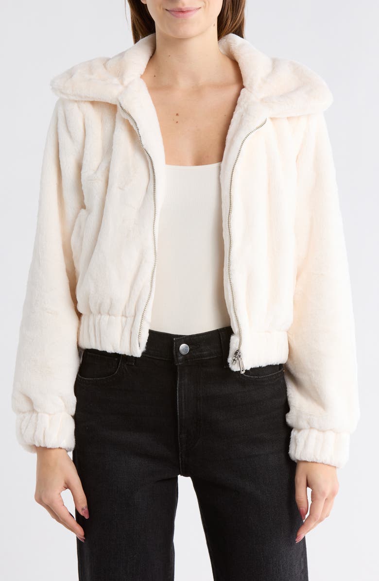INTERNATIONAL DESIGNER Faux Fur Bomber Jacket, Main, color, Natural