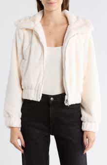 INTERNATIONAL DESIGNER Faux Fur Bomber Jacket