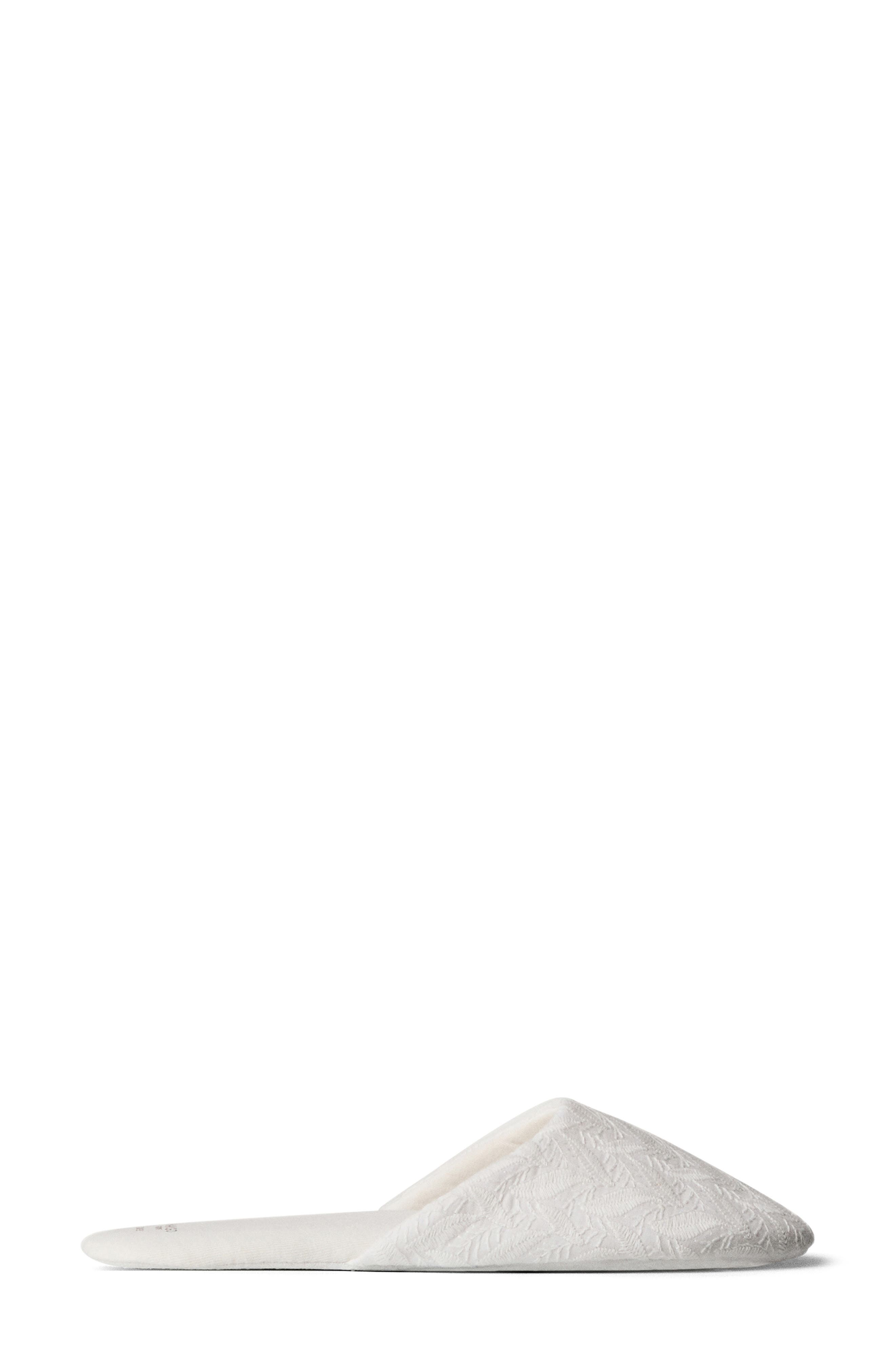 MANGO Embroidered Cotton Slipper, Alternate, color, White