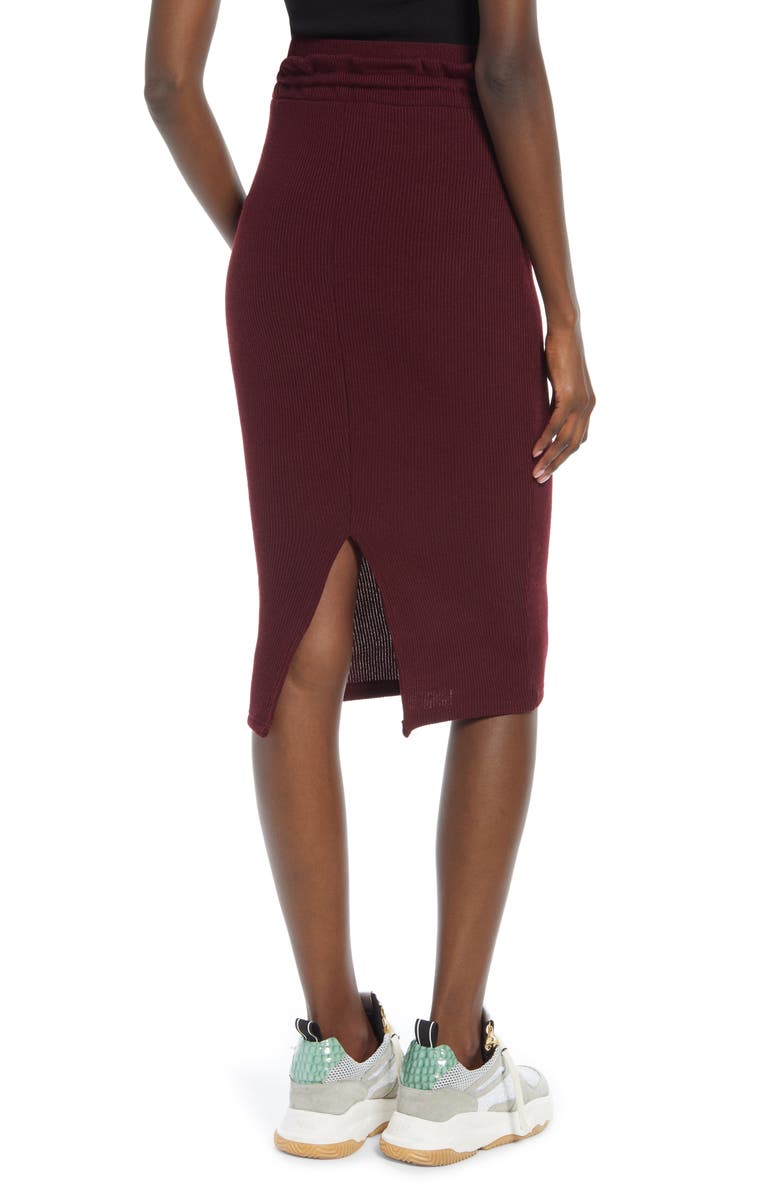 Lavish Alice Paperbag Waist Rib Knit Midi Skirt, Alternate, color,