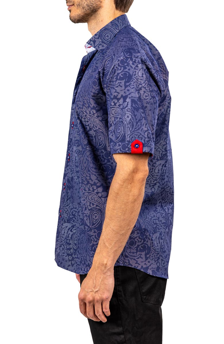 Maceoo Galileo Ascension 0084 Contemporary Fit Short Sleeve Button-Up Shirt, Alternate, color, Blue