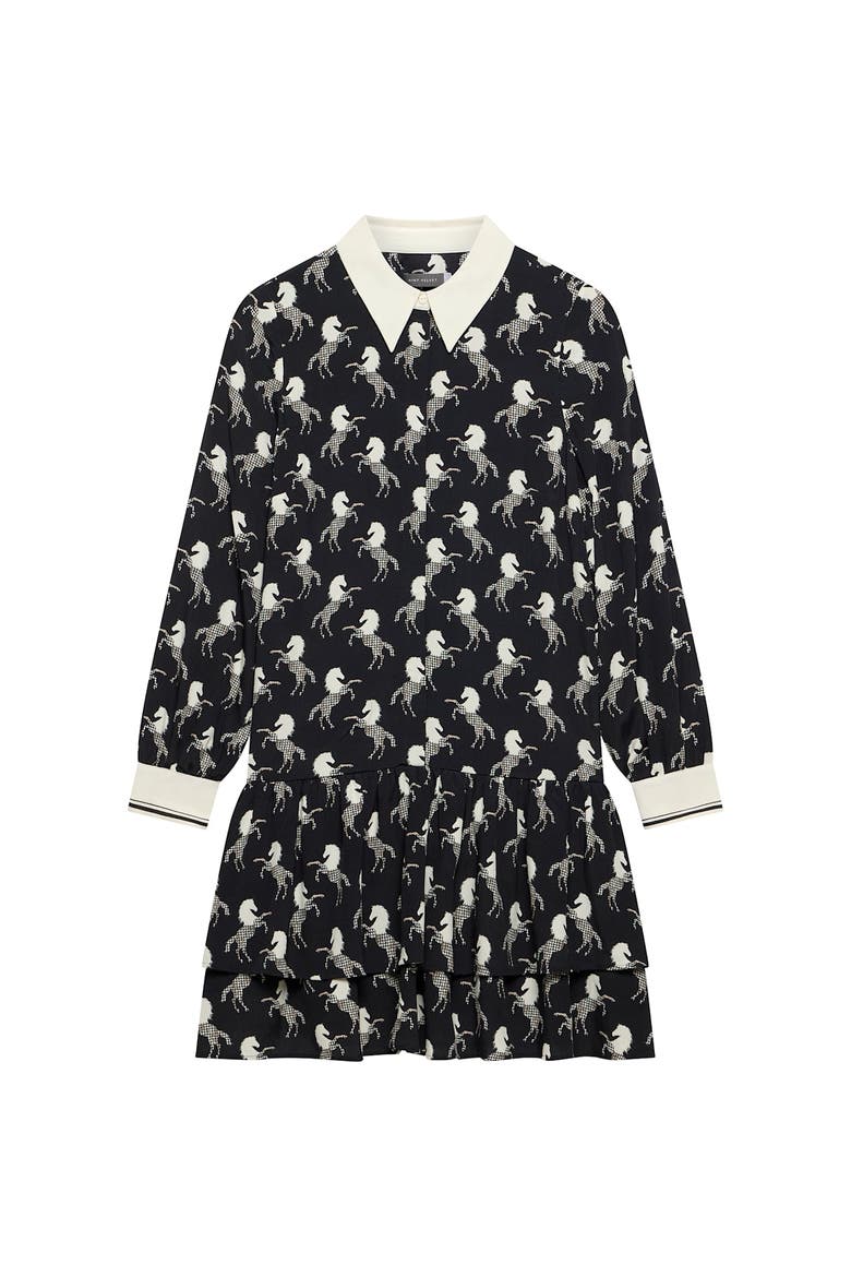 Horse Print Mini Shirt Dress, Alternate, color, Black