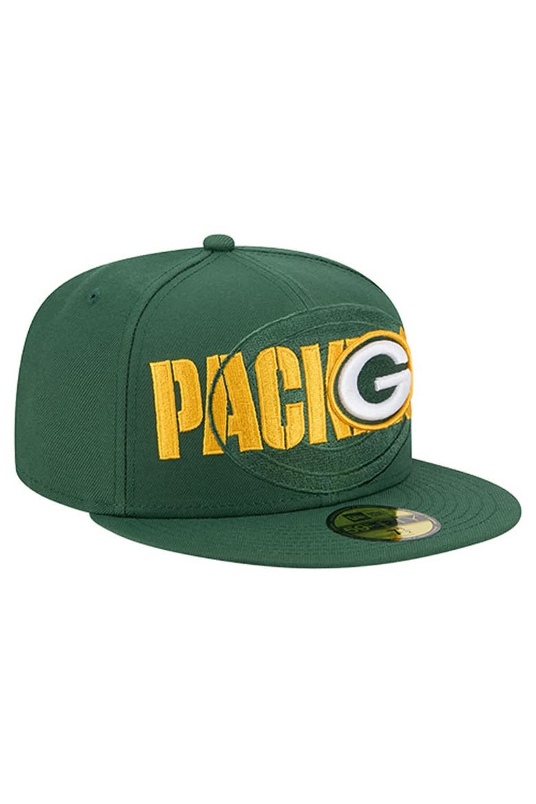 Men's New Era  Green Green Bay Packers Overlap Wordmark 59FIFTY Fitted Hat, Alternate, color, Green