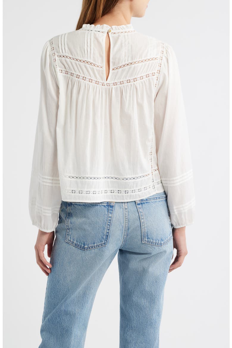 Reyna Lace Inset Cotton Peasant Top, Alternate, color, WHITE