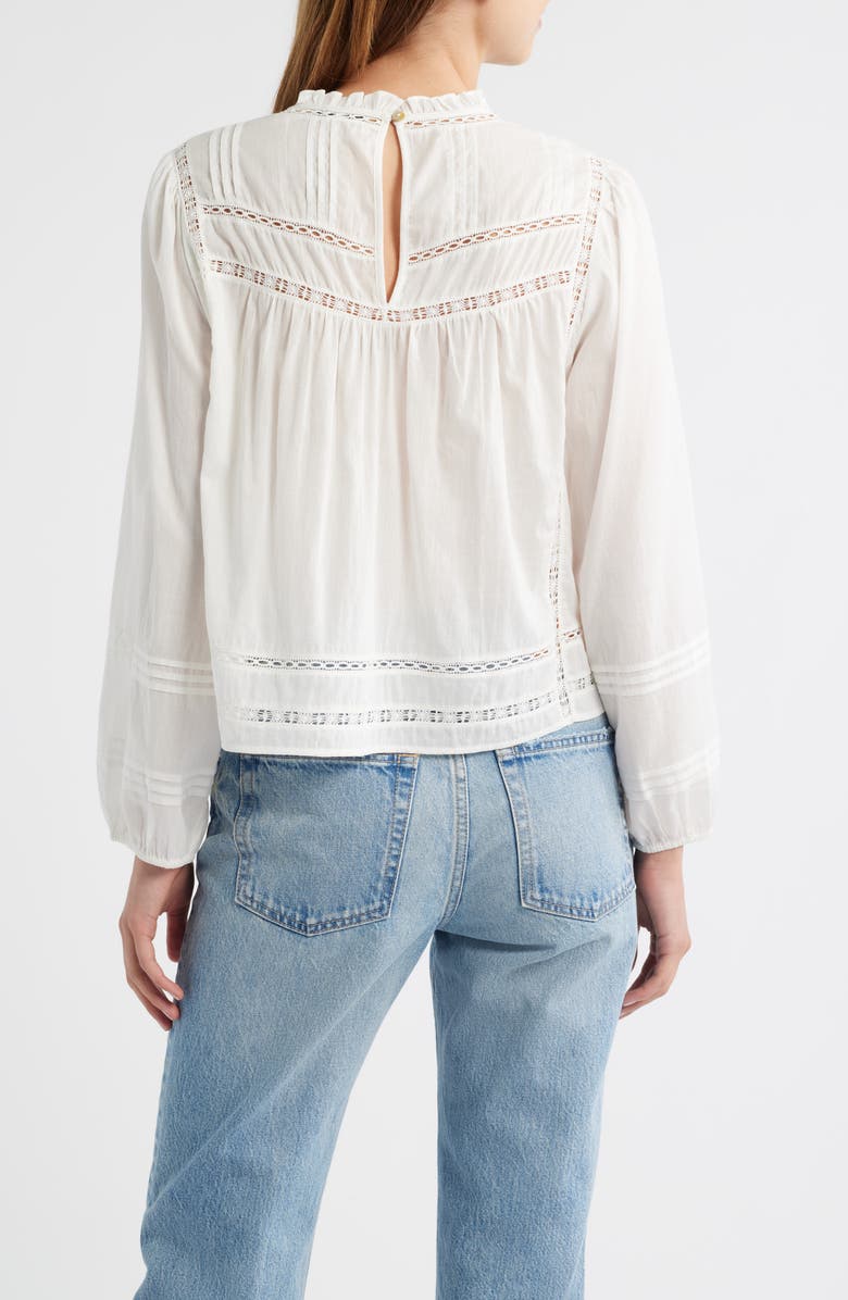 Rails Reyna Lace Inset Cotton Peasant Top, Alternate, color, White