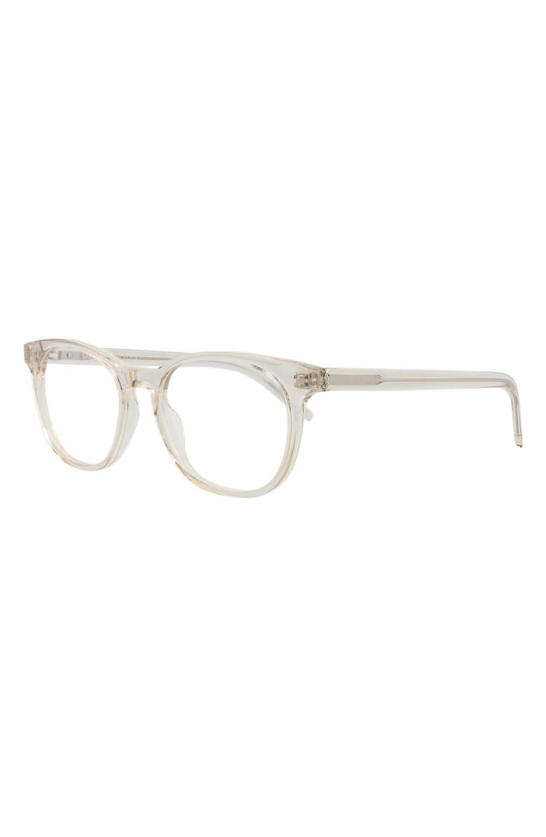 Saint Laurent 52mm Round Optical Frames, Alternate, color, Beige Beige Transparent