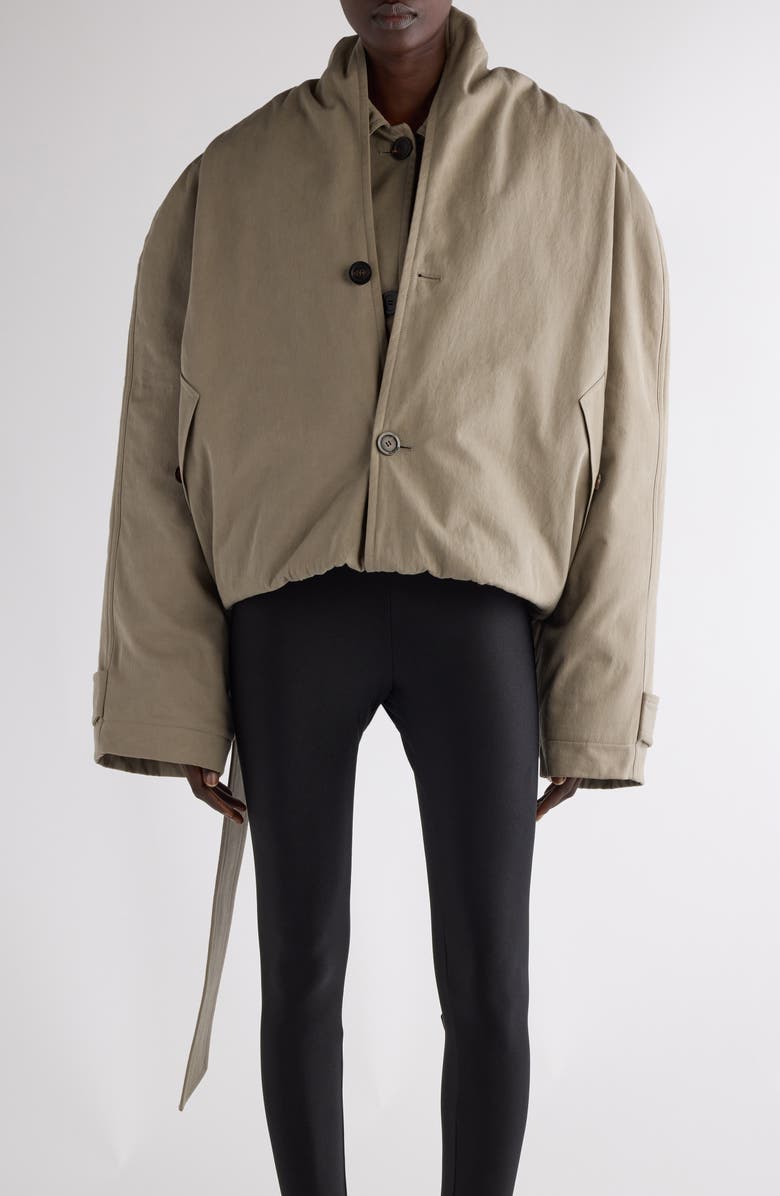Balenciaga Oversize Insulated Crop Hooded Trench Coat, Main, color, 
