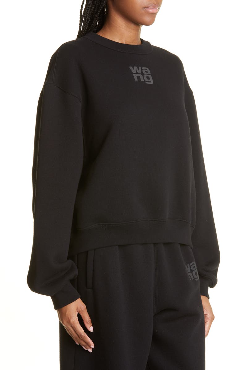 alexanderwang.t Women's Essential Cotton Blend Fleece Logo Sweateshirt, Alternate, color, 