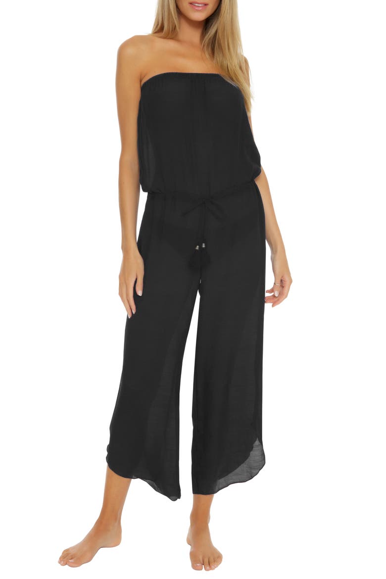 Strapless Cover-Up Jumpsuit, Main, color, BLACK
