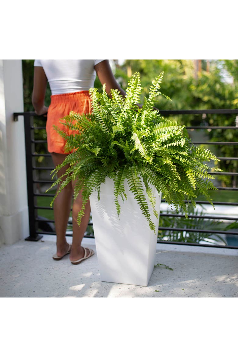 25 Inch Tall Finley Tapered Square Planter, Casper White, Alternate, color, White