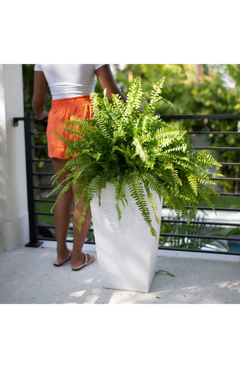 Bloem 25 Inch Tall Finley Tapered Square Planter, Casper White, Alternate, color, White