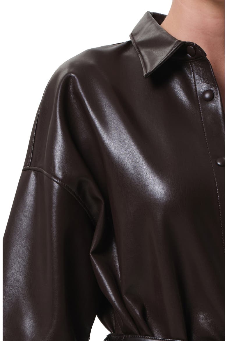 Frances Cape Crop Faux Leather Shirt, Alternate, color, CHOCOLATE