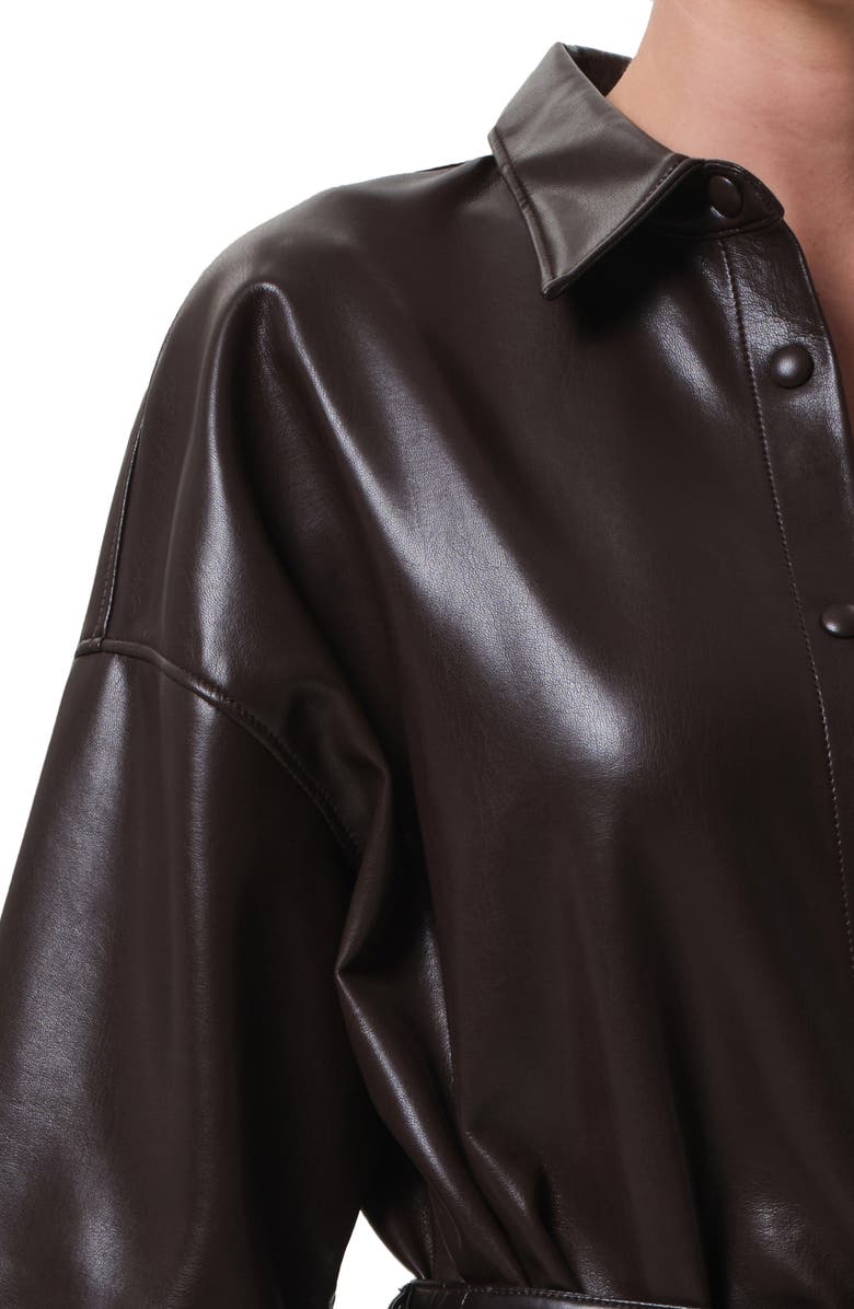 Citizens of Humanity Frances Cape Crop Faux Leather Shirt, Alternate, color, Chocolate
